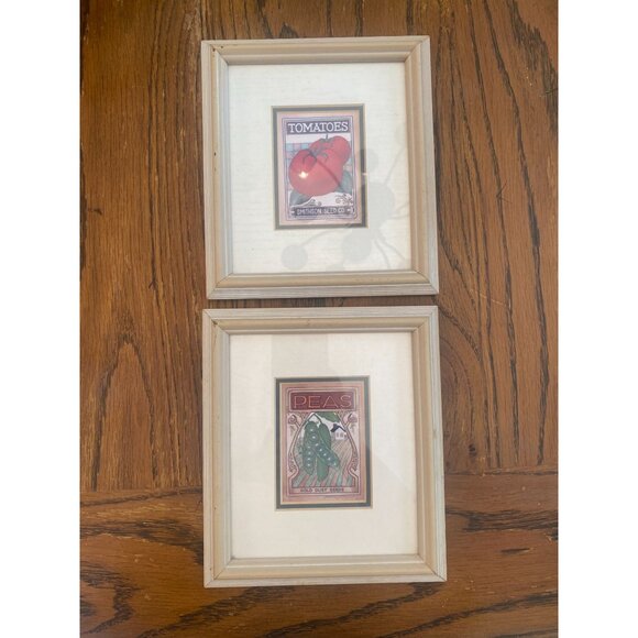 Vintage Framed Seed Packet Art Prints Tomatoes & Peas By Smithson Seed Co. & Gol - Picture 1 of 8